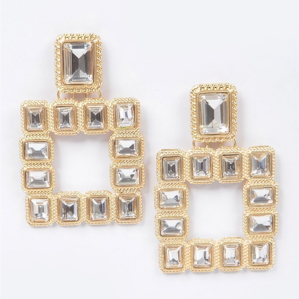 Multi Square Gemstone Earrings